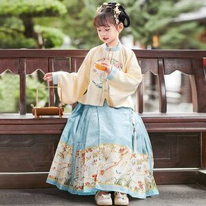 2024新款汉服女童套装儿童古风超仙唐装襦裙中国风古装马面裙秋款