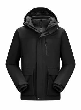 Camel/骆驼 防水可拆卸抓绒内胆三合一连帽冲锋衣 Z14CA6B610 cz