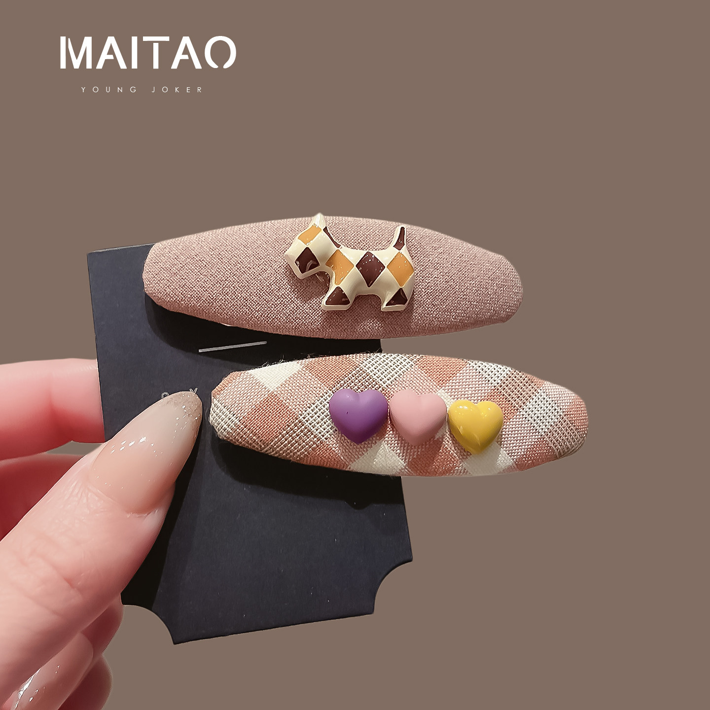 复古格纹爱心发夹女学院风小众前额高级感百搭侧边夹碎发饰刘海夹,饰品/流行首饰/时尚饰品新,发饰,淘宝优惠券,粉丝福利购,淘宝优惠卷