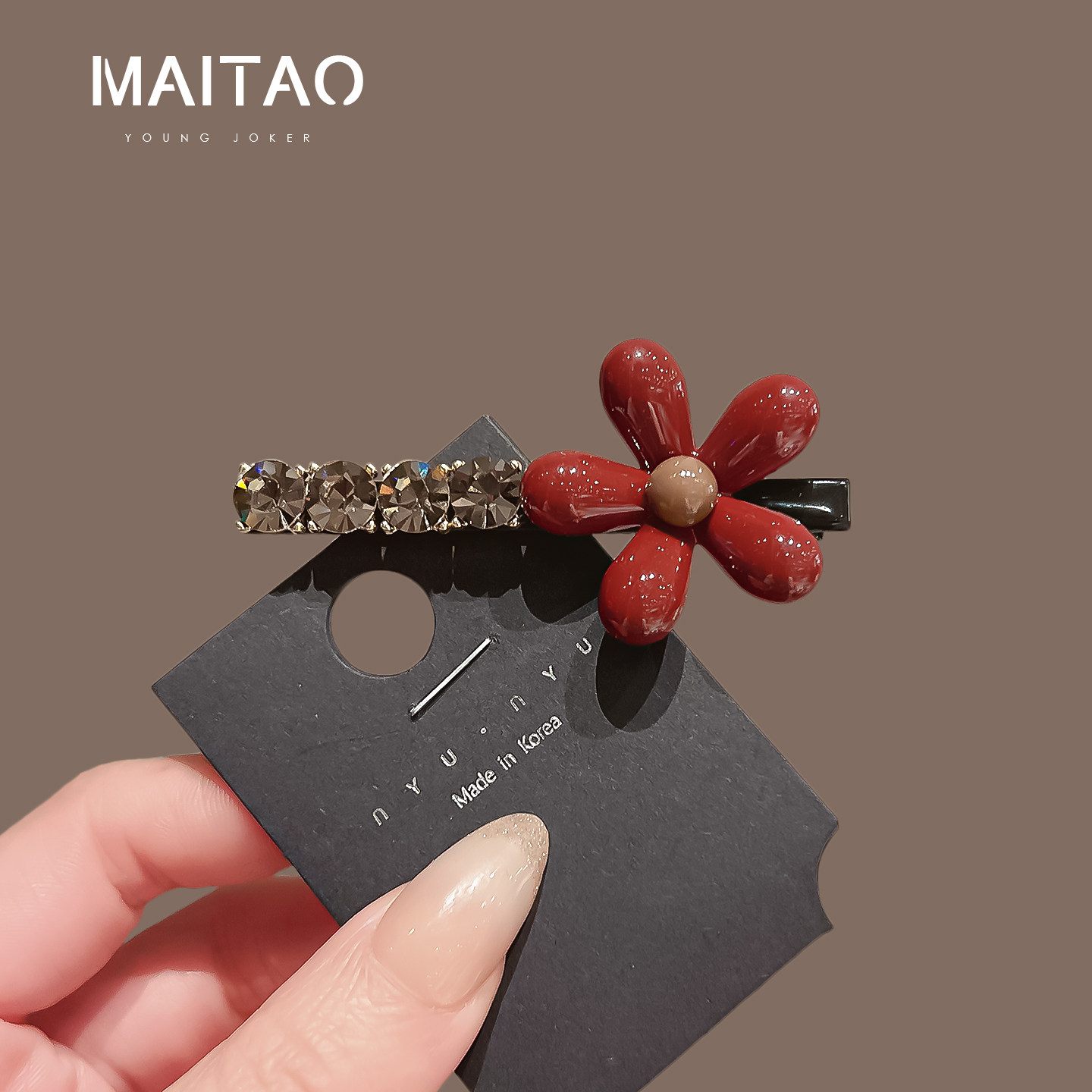 复古红色花朵发夹女压发饰头饰侧边夹刘海碎发前额2026新款鸭嘴夹,饰品/流行首饰/时尚饰品新,发饰,淘宝优惠券,粉丝福利购,淘宝优惠卷