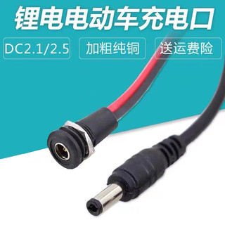 锂电池电动自行车公母插口充电器输出线DC2.1/2.5充电头36V48圆dc