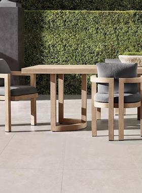 木桌椅户柚外休sy42闲庭防院花园露天腐实木防椅子防水晒圆桌室外