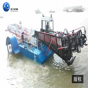 水上割草船 柴油机动力水葫芦打捞船 52KW全自动捞草船 割草船