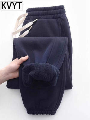 高端重磅摇粒绒卫裤男款冬季加绒保暖束脚男裤子宽松休闲运动长裤