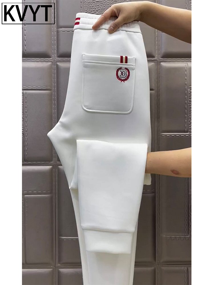 潮牌男士束脚卫裤2025年秋冬季新款高端刺绣小脚运动裤男款休闲裤