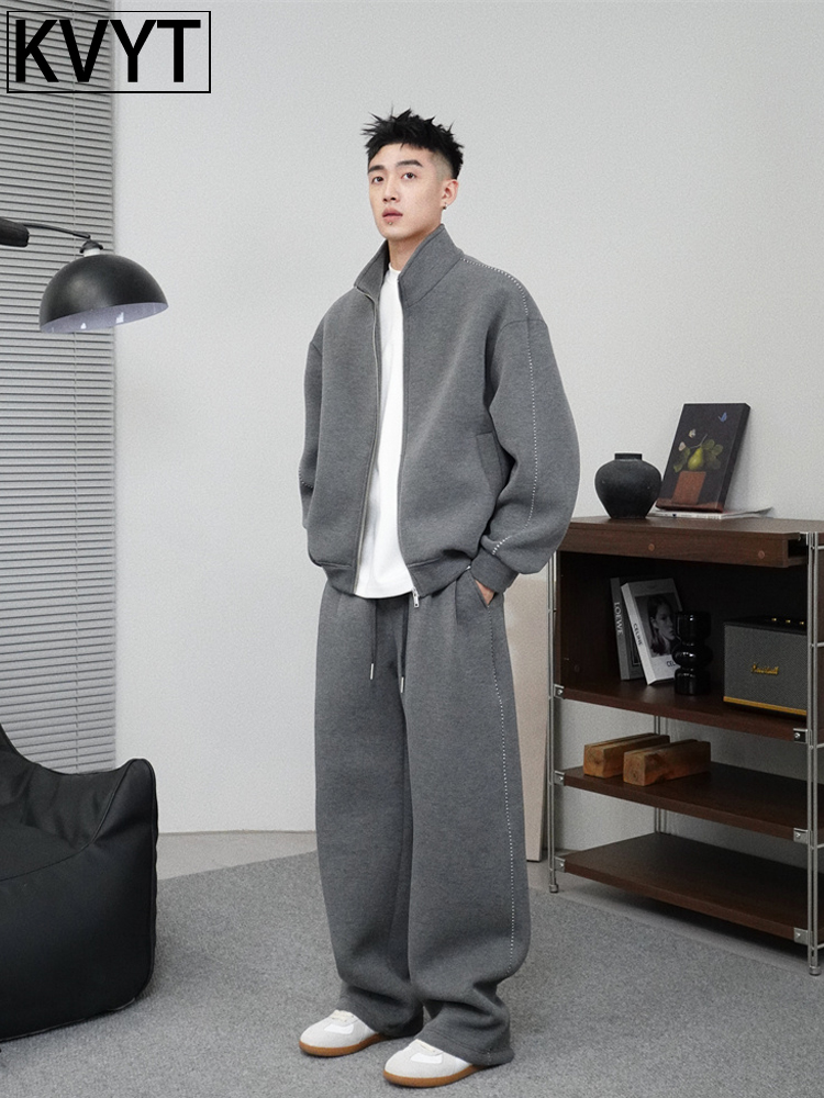 潮牌男士休闲运动套装2025年秋冬季新款卫衣卫裤痞帅穿搭两件套男