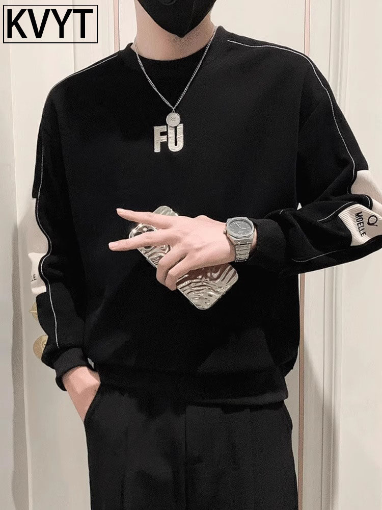 潮牌圆领卫衣男士2025年春秋冬季新款高级感时尚男装痞帅长袖上衣