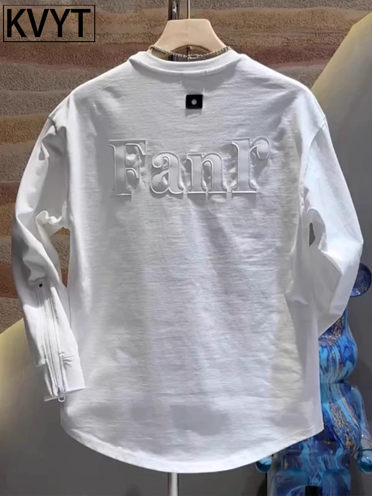 潮牌圆领卫衣男士秋季新款高级感宽松百搭上衣男款内搭T恤打底衫