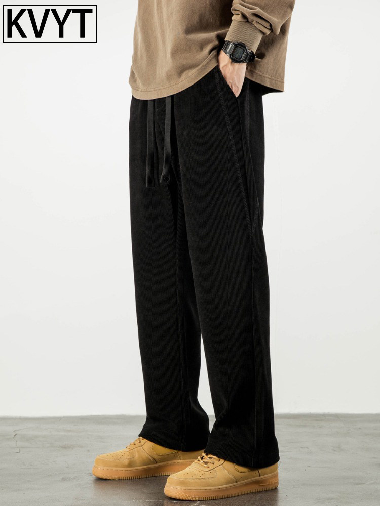 潮牌男士加绒运动裤2025年秋冬季新款灯芯绒裤子男款直筒加厚长裤