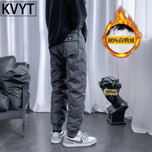 白鸭绒羽绒裤男款2025新款冬季外穿加厚休闲裤男士防寒保暖束脚裤