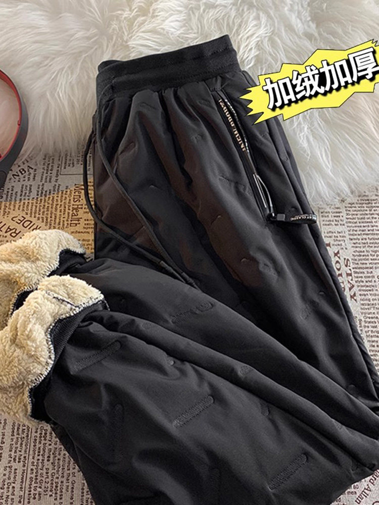 羊羔绒冲锋裤男款防水防风休闲裤子男士冬季新款加绒加厚保暖棉裤
