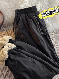 羊羔绒冲锋裤男款防水防风休闲裤子男士冬季新款加绒加厚保暖棉裤