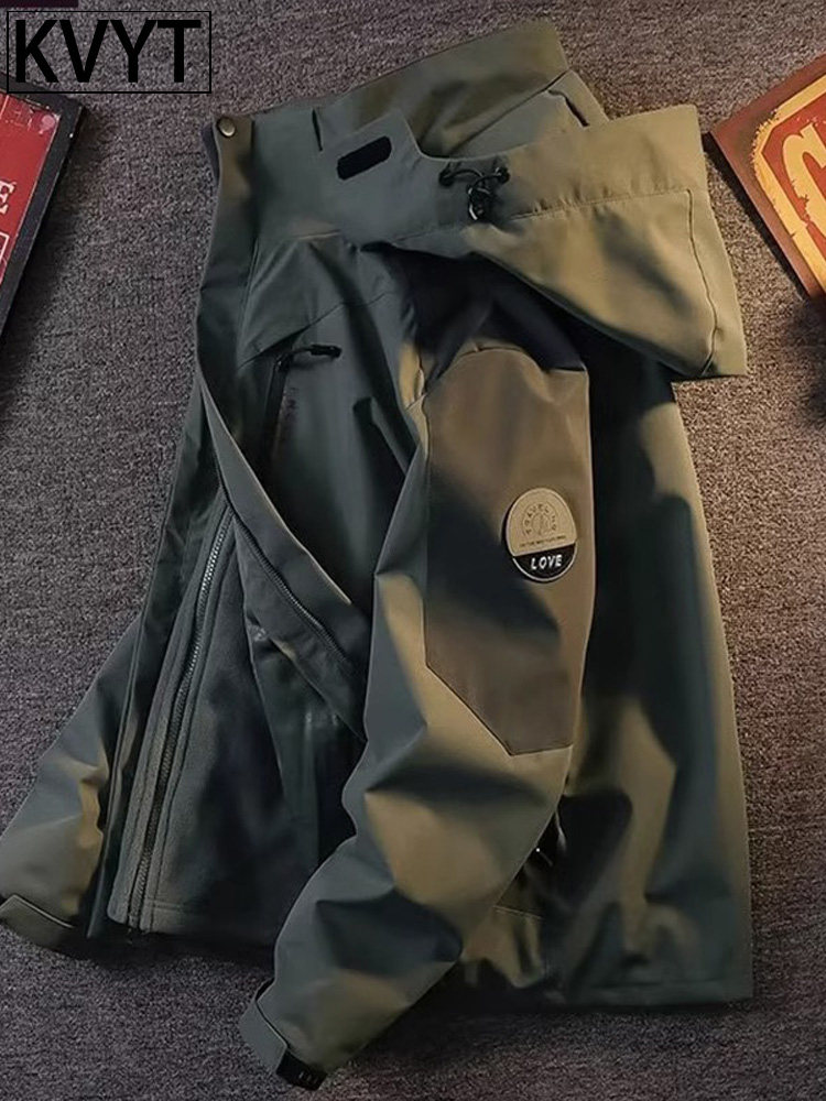 户外冲锋衣三合一男款可拆卸秋冬新款防风防水登山服外套加绒夹克