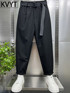 高端男士黑色西裤2025年秋冬季新款加绒裤子男款高级感直筒休闲裤