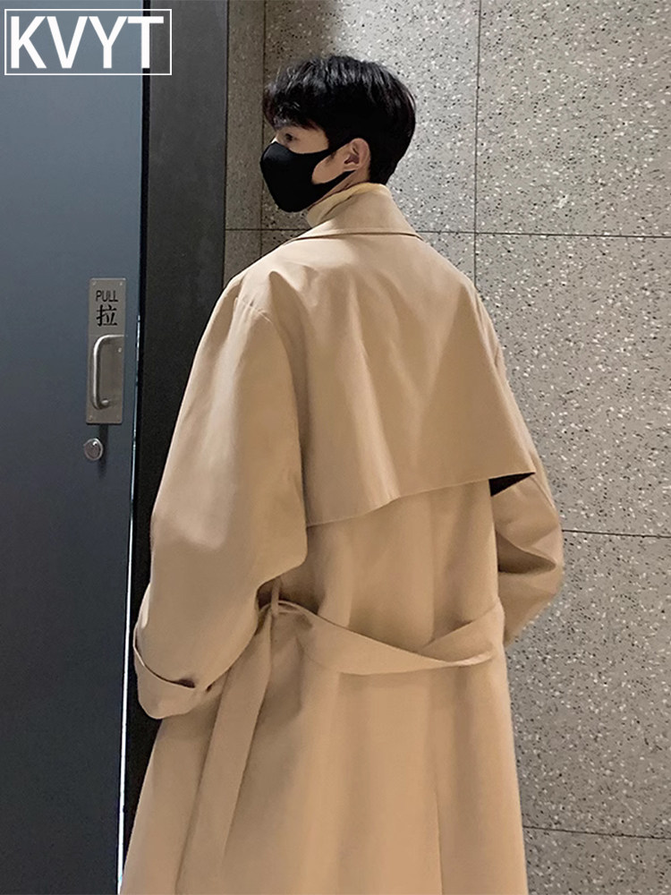 潮牌卡其色中长款男士风衣外套2025新款秋季流行穿搭男高级感大衣