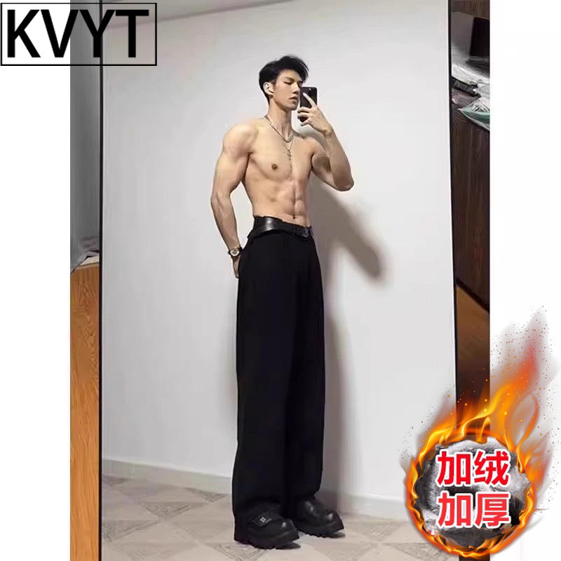 裤子男款加绒西裤冬季潮牌痞帅西装长裤2026新款宽松垂感休闲男裤