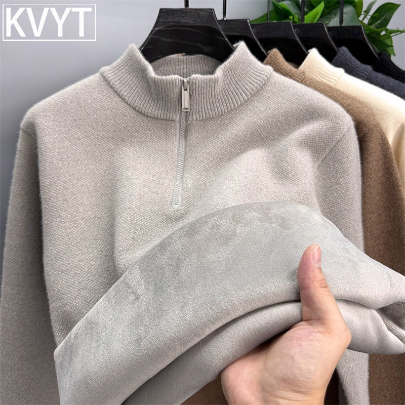 毛衣男款加厚保暖半拉链卫衣2026年冬季新款高级感雪尼尔加绒男装