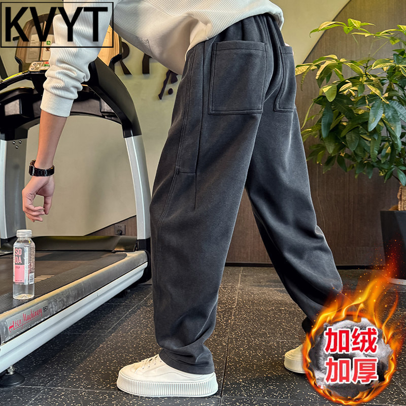 高端潮牌男士加绒卫裤2026年冬季新款高级感直筒运动裤男款休闲裤