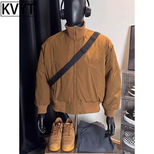 潮牌美式飞行员夹克棉服男冬季保暖加厚廓形短款cleanfit外套男款