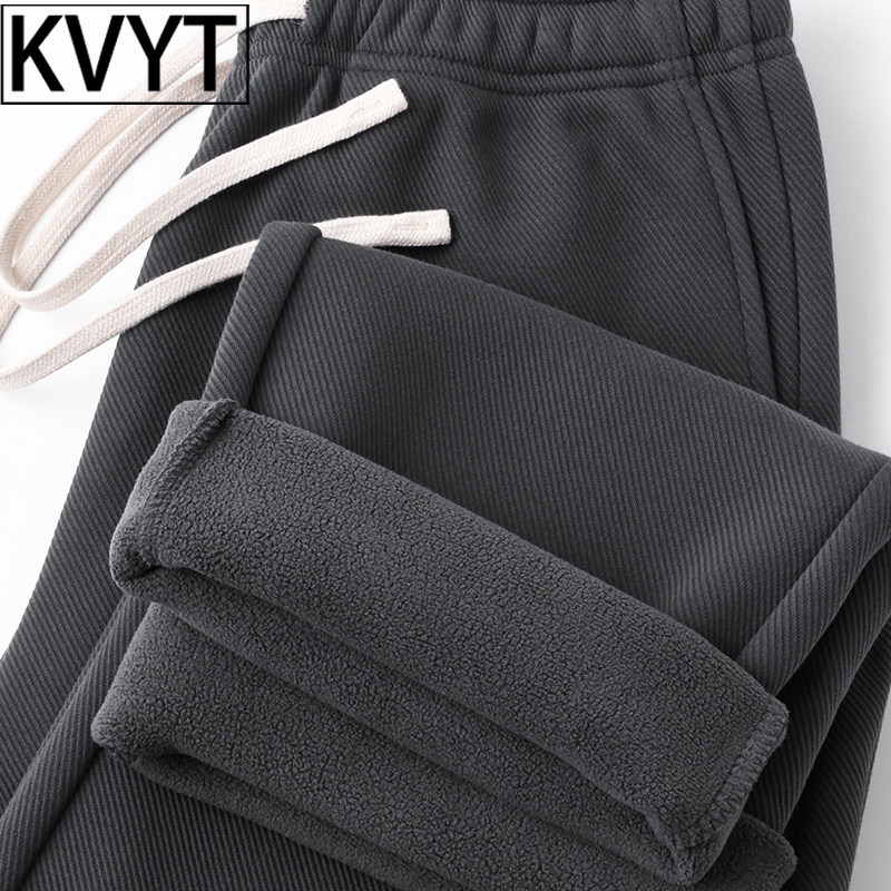 男士高端加绒卫裤2025年冬季新款高级感重磅加厚保暖休闲运动男裤