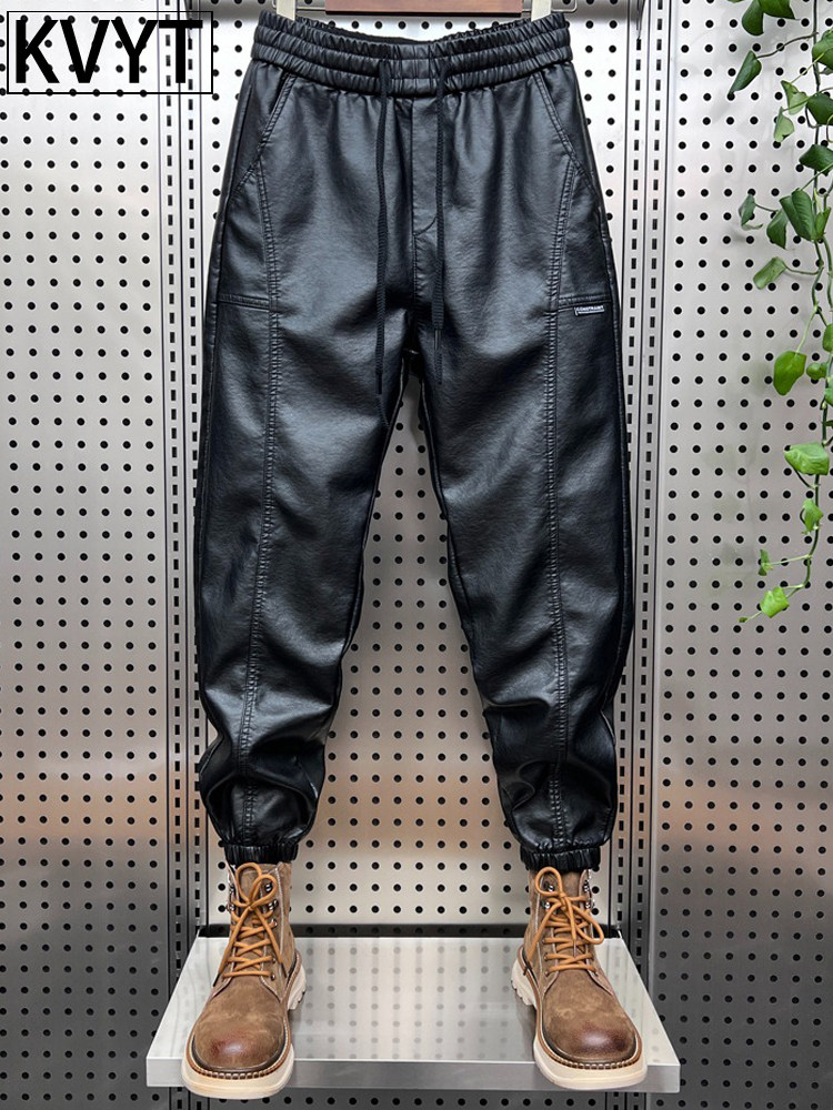 高端男士防寒皮裤2025年秋冬季新款加绒裤子男款痞帅加厚保暖长裤,男装,皮裤,淘宝优惠券,粉丝福利购,淘宝优惠卷