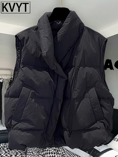 高端拉炼立领马甲男款2025年秋冬季新款高级感加厚棉服男痞帅外套