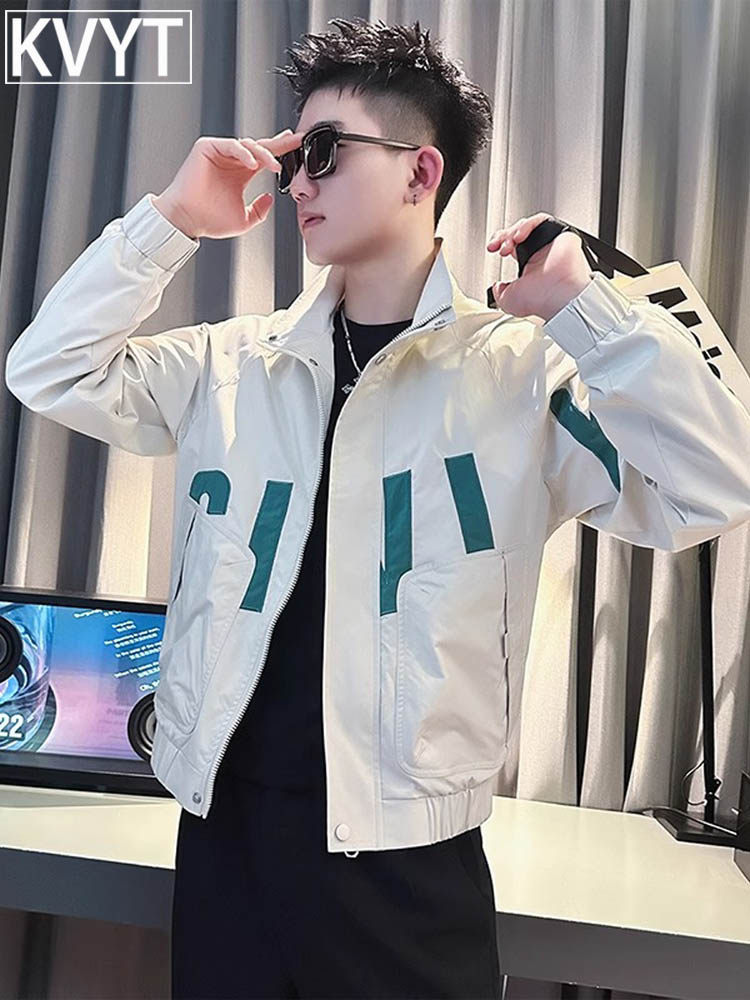 潮牌男士外套休闲夹克高级感立领男装春秋冬季加棉爆款痞帅外衣服