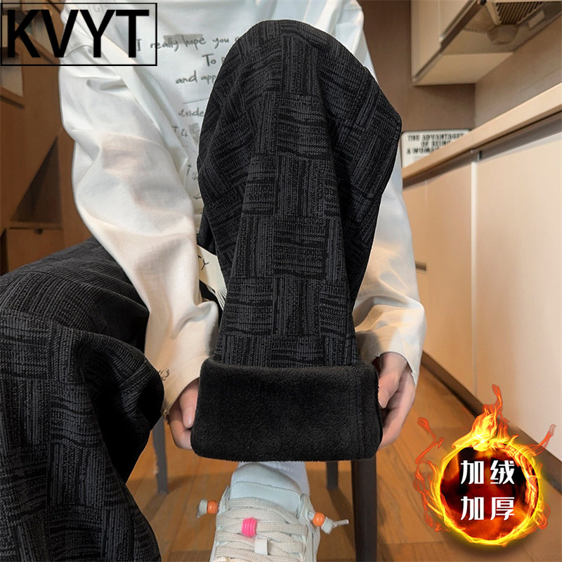 裤子男款冬季加绒卫裤2026新款高级感宽松直筒男裤痞帅休闲运动裤