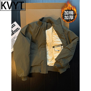 高级感男士飞行员夹克2026年冬季新款加厚保暖面包服男生羽绒棉服