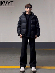 潮牌黑色美式微喇卫裤男士2025年秋冬季新款修身直筒运动裤男长裤