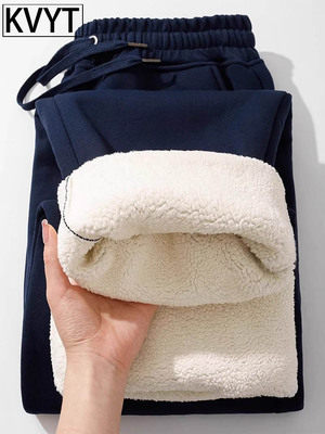 加绒加厚羊羔绒卫裤男款冬季外穿保暖藏蓝色裤子男休闲裤2025新款