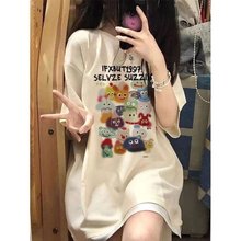 2023新款纯棉短袖白色t恤女韩版宽松中长款百搭减龄显瘦上衣夏季