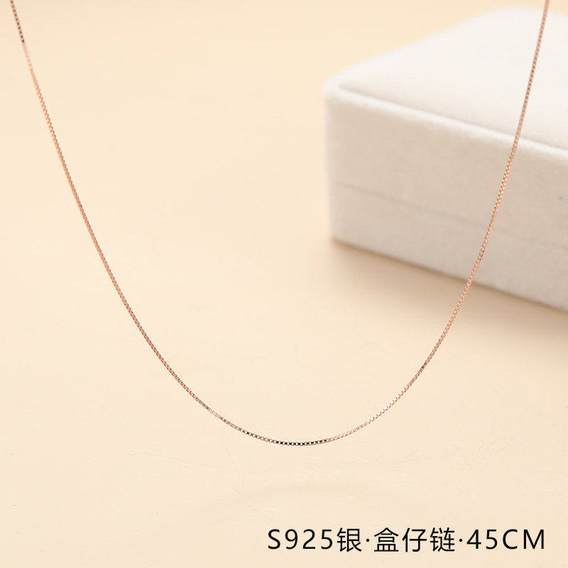 QiaoLi玫瑰金项链女k彩金无吊坠素链锁骨链彩银细链子裸链毛衣链