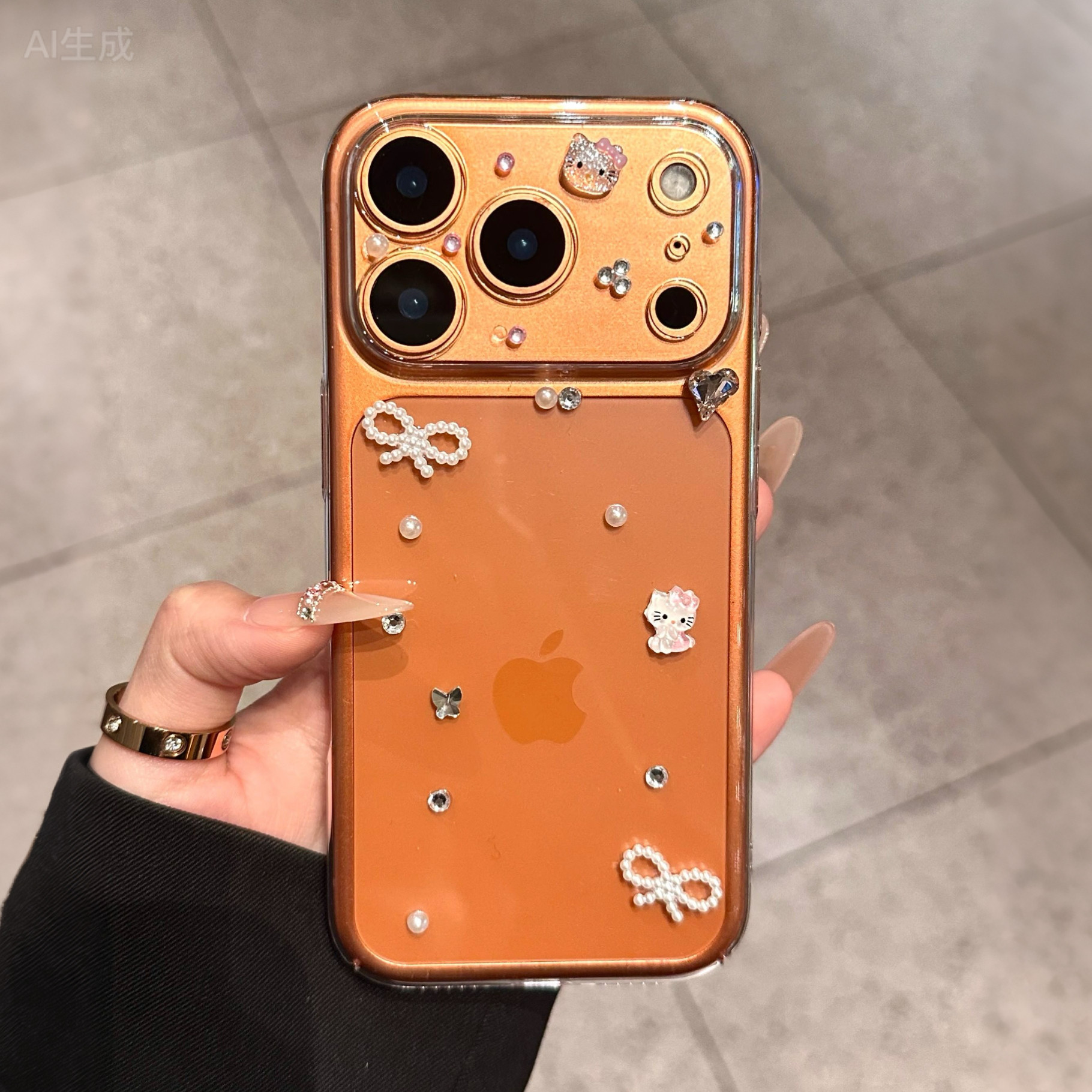 hello Kitty星宇橙透明苹果17promax手机壳新款外壳带钻巨好看16/15/14/13高颜值保护套高级感小众全包网红壳