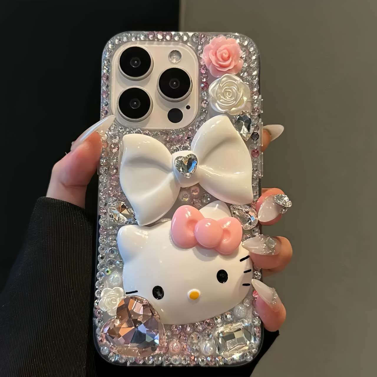 高品质HelloKitty重工满钻爱心轻奢iPhone16手机壳iphone15promax新款苹果保护套14/13/12可爱女防摔全包壳子