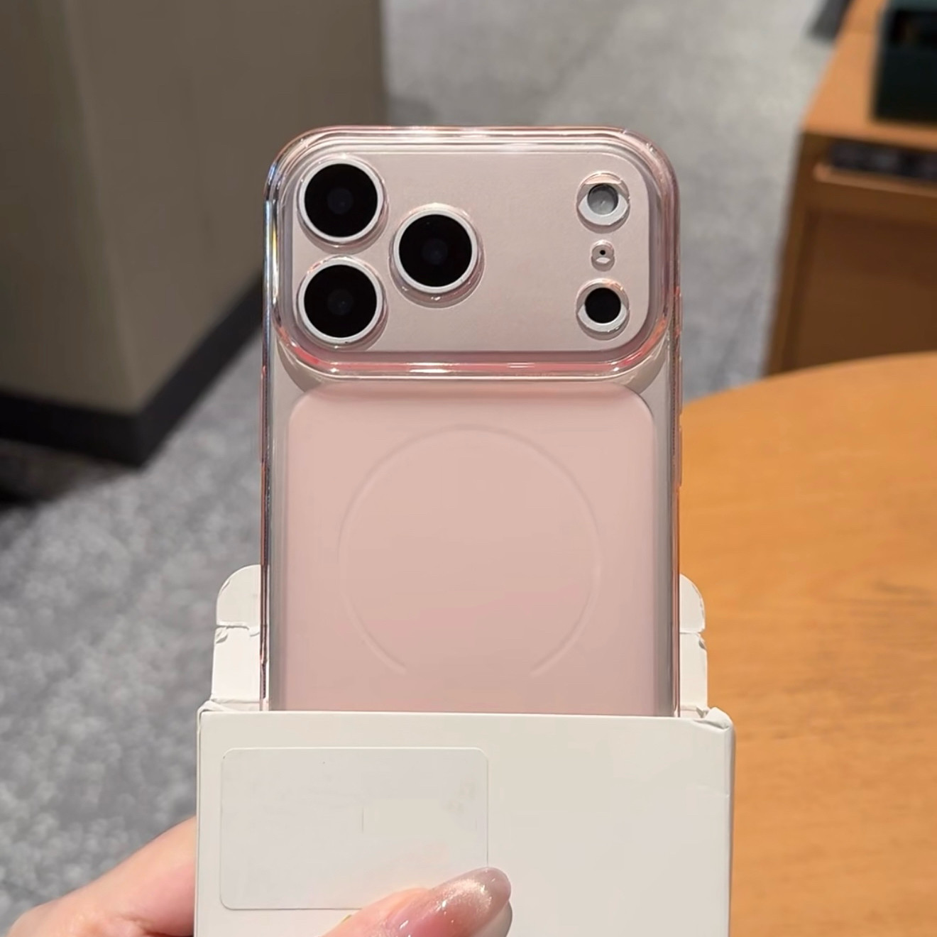 透粉大视窗磁吸细圈适用于苹果17promax手机壳新款软壳全包防摔耐摔iPhone16/15/14/13保护套高级感小众壳子