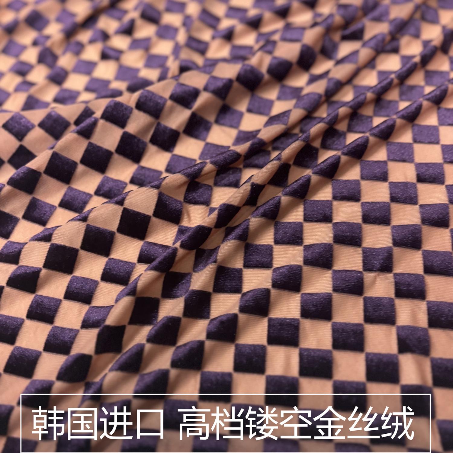 韩国棉布进口弹力烂花镂空金丝绒布料旗袍连衣裙舞蹈衣服diy面料