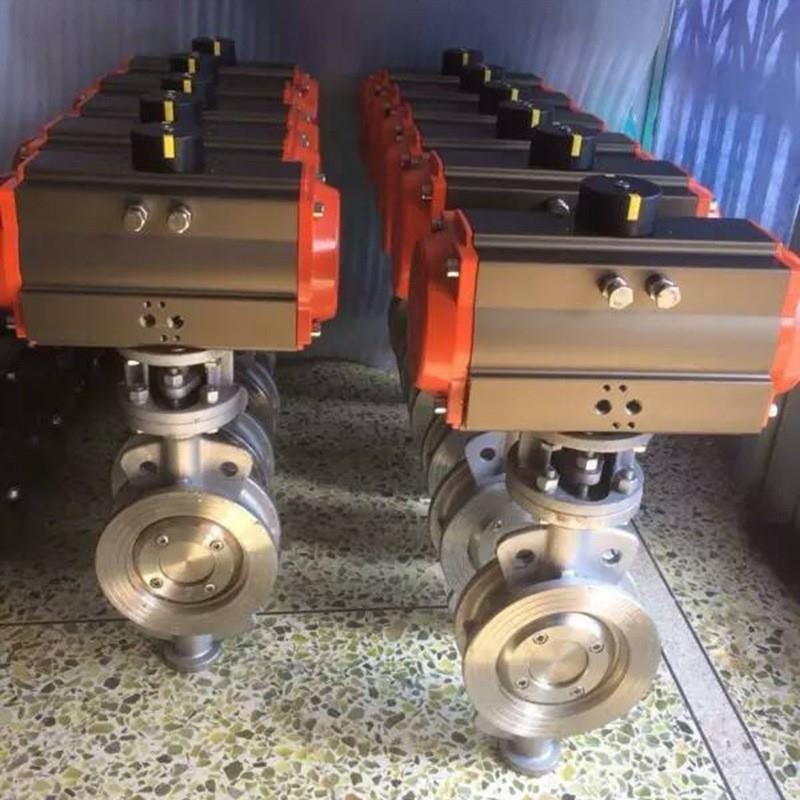 D673H-6P对夹式高温550气动蝶阀DN300不锈钢304气动蝶阀DN350