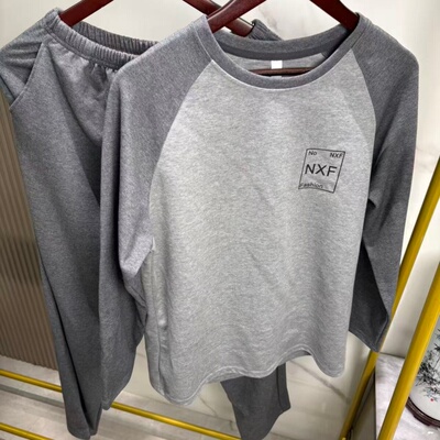 春秋男士纯棉长袖简约睡衣套装