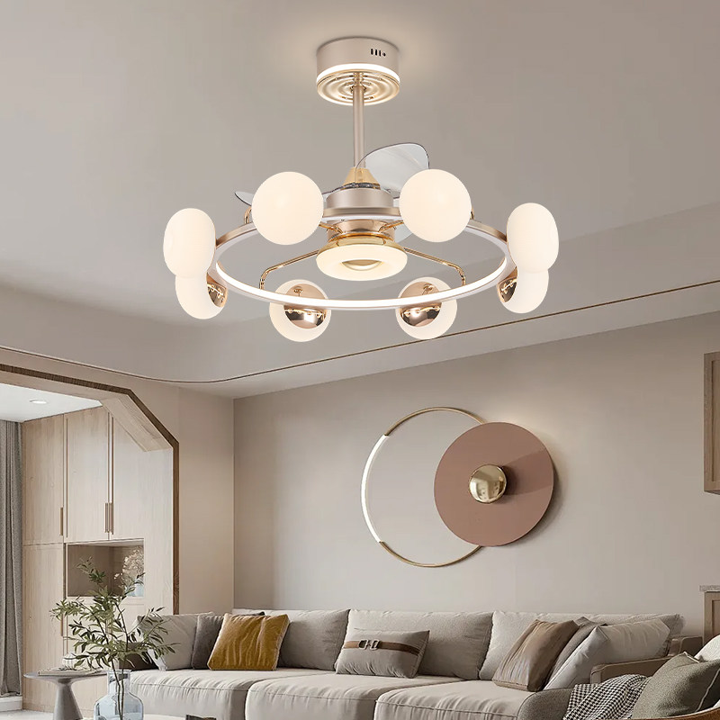 智能网红吸顶风扇灯北欧轻奢新款卧室书房客厅餐厅吊遥控扇灯吊灯