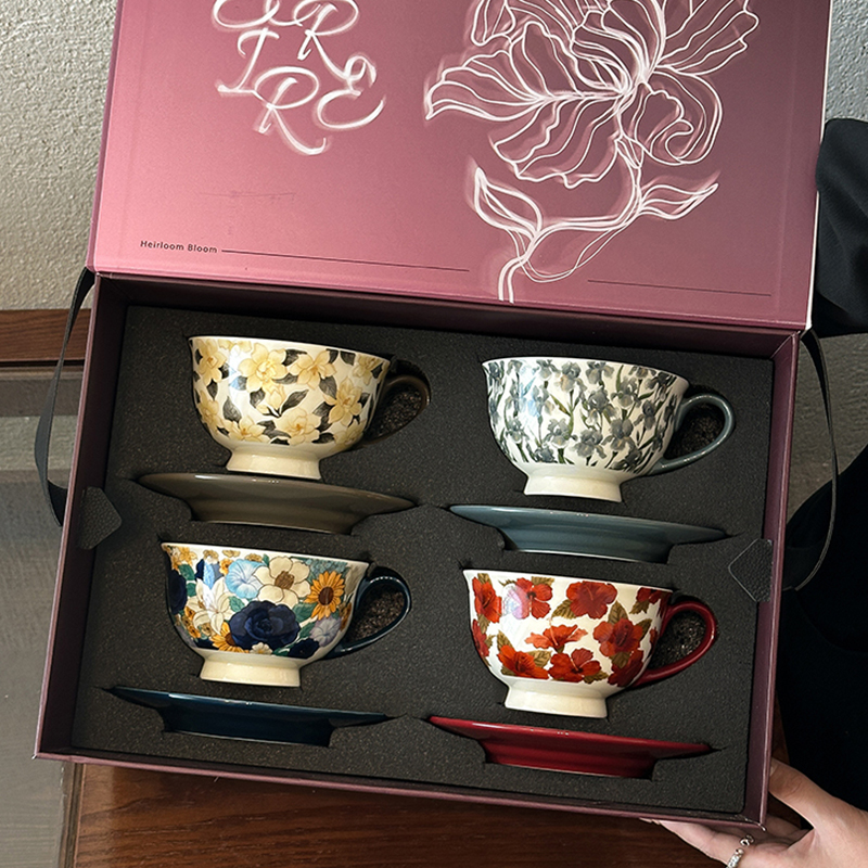 繁花咖啡杯套装礼盒乔迁新婚礼物