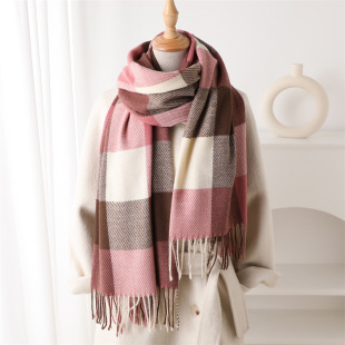 pattern Winter women texture check cashmere scarf shawl