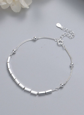 2025新款潮流小众S925银个性碎银圆珠链女士时尚简约情人节礼品