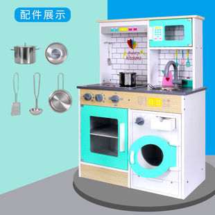 厨房过家家仿真切切乐做饭煮饭洗碗池灶台玩具 儿童木制现声光款