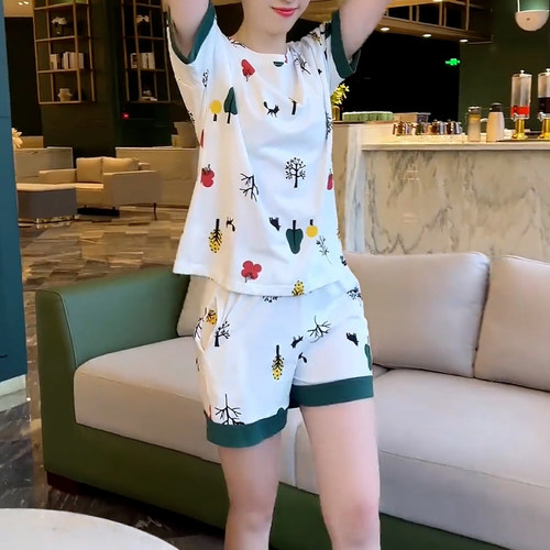 带胸垫可外穿短袖短裤家居服