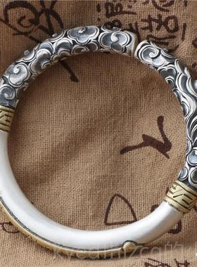 新款齐大圣悟空足银手工手镯金箍棒银手镯天999侣纯银情手纯环古