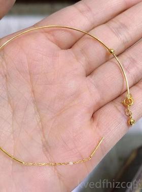 新款纯s95银古法银2万能手镯可穿珠子的针式手链手配环diy饰品件