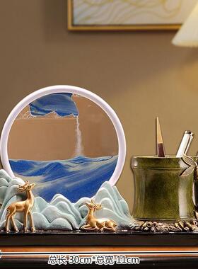 跨年礼物送男生一路高升沙漏流沙画摆件高档办公书房文具笔筒收纳