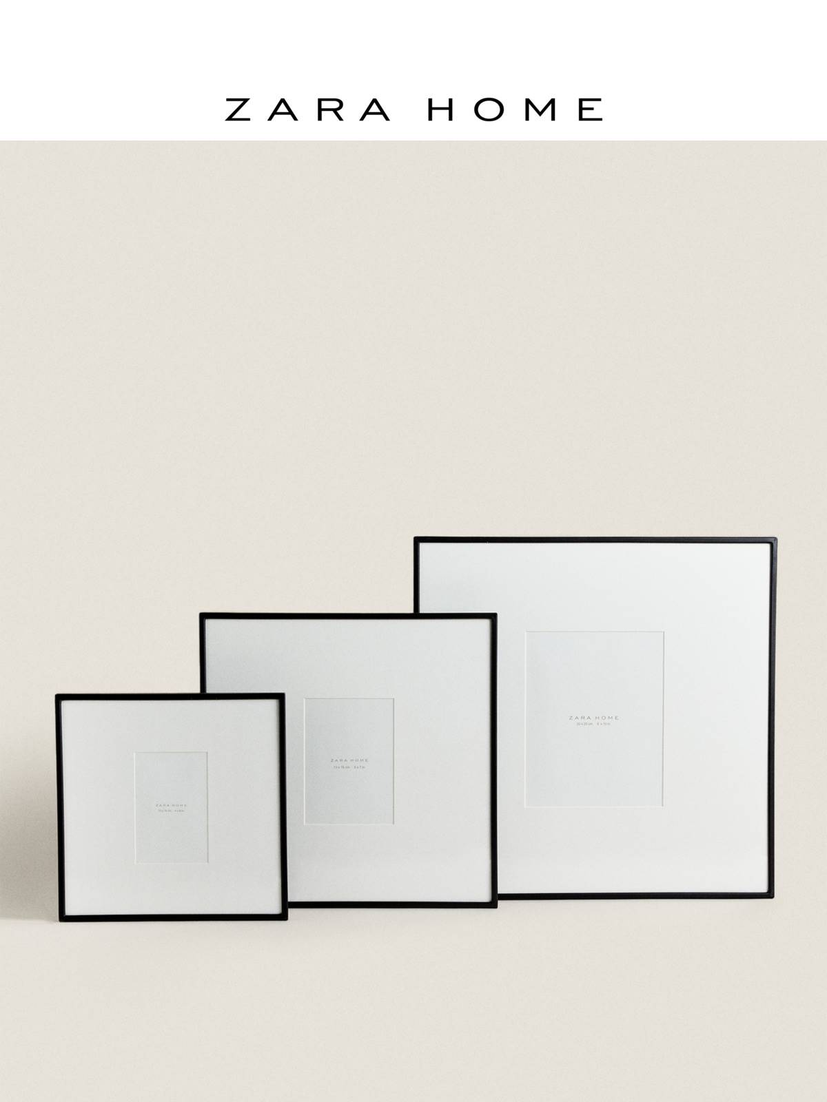 Zara Home 简约黑色边框相框画像装裱展示框配卡纸 45313045800