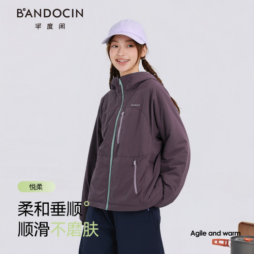 半度闲女童秋冬装轻量棉服外套